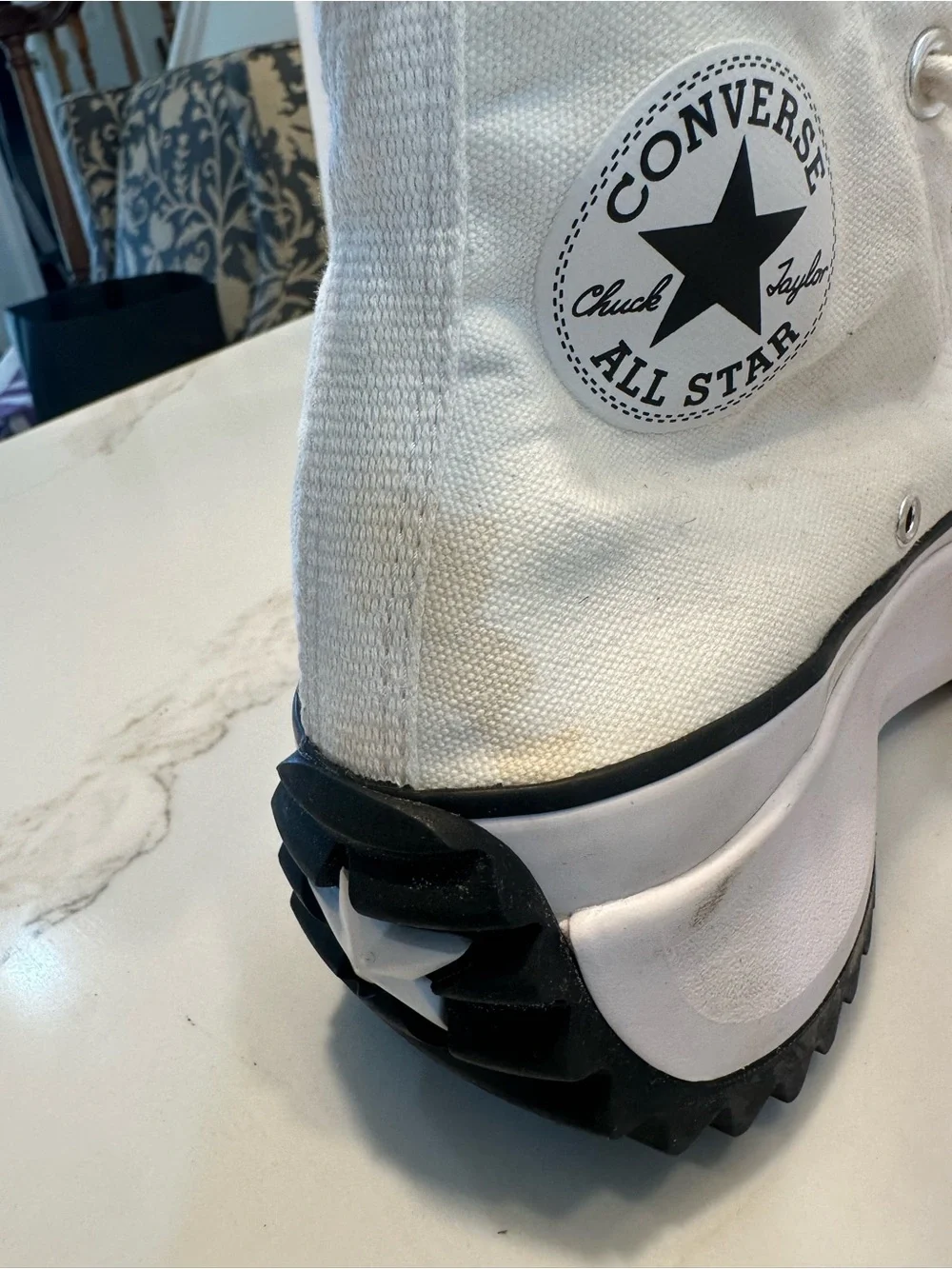 Converse White High-Top Platform Sneakers with Brown/Black Outsole
